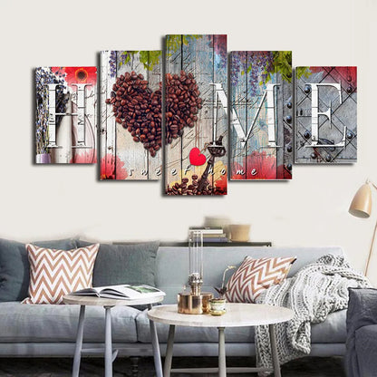 Red home sweet home oil painting print on canvas wall art in multiple sizes