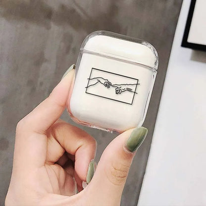 Transparent plastic protective cover on an Apple AirPods Pro charging case.