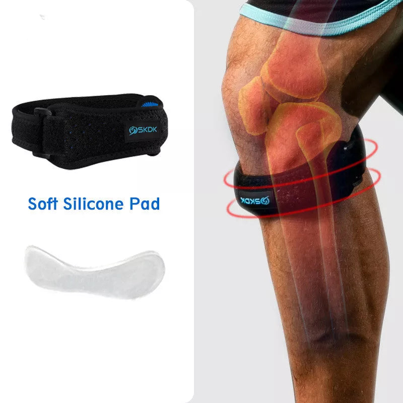 Adjustable silica gel kneepad with blue band for sports support