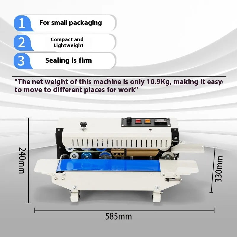 Mini manual sealing machine with steel date printing mechanism and lever operation