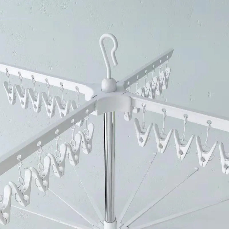 Stainless steel mobile drying rack with three layers and plastic clip separation