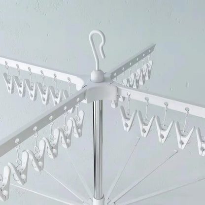 Stainless steel mobile drying rack with three layers and plastic clip separation