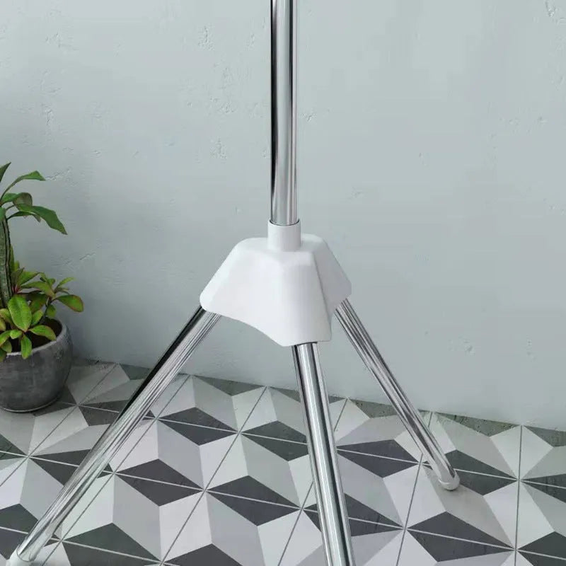 Stainless steel mobile drying rack with three layers and plastic clip separation