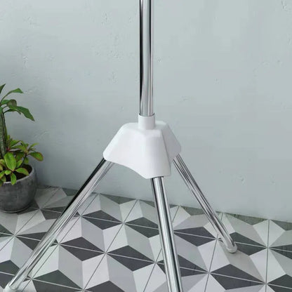 Stainless steel mobile drying rack with three layers and plastic clip separation