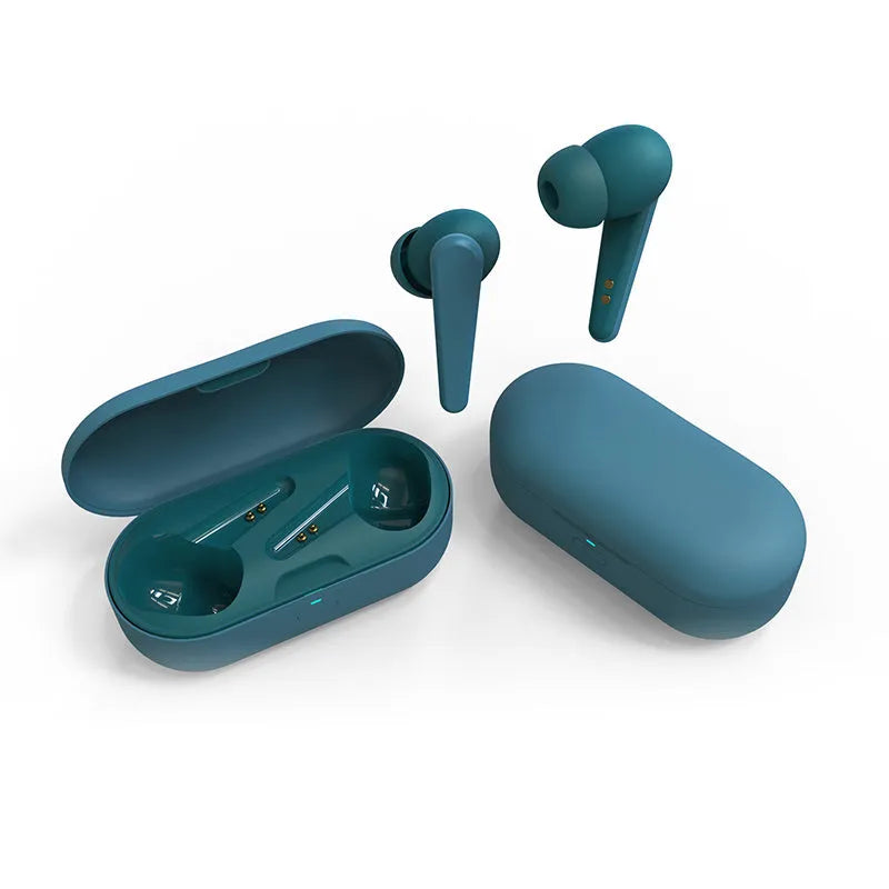 Black, white, pink, green, and blue ANC wireless noise cancelling earplug headphones with 20m range