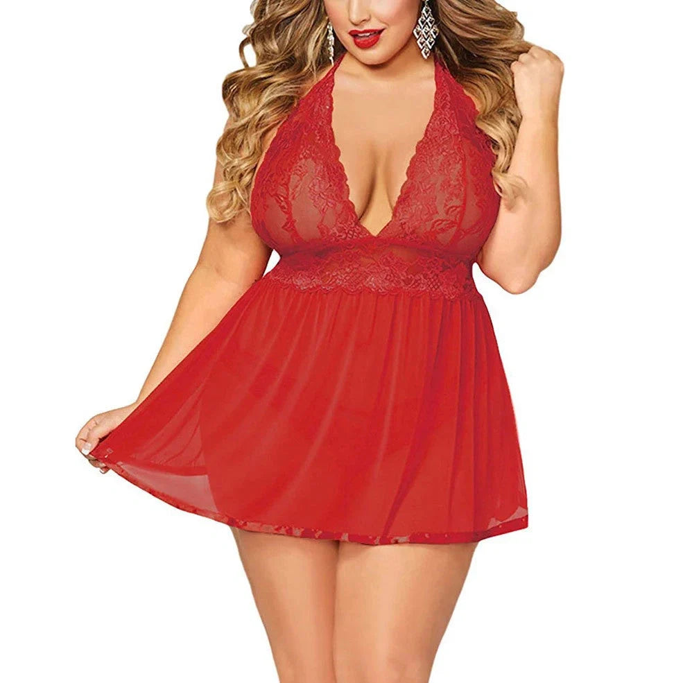 Women's plus size lingerie set in black with high elasticity belt, spandex material, no steel rings