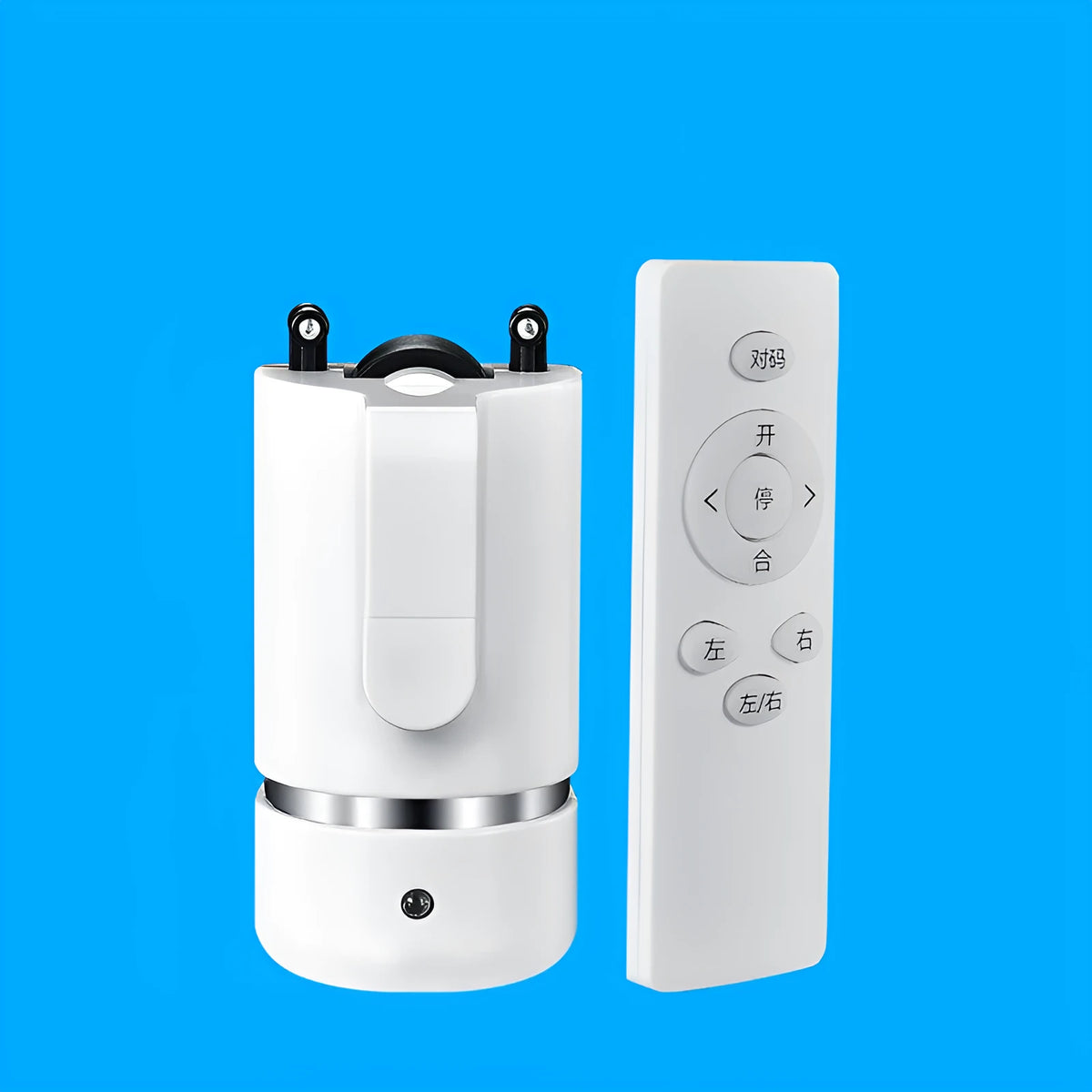 Motorised curtain track kit with aluminium alloy track, pulley system, remote controller, and elbow connector