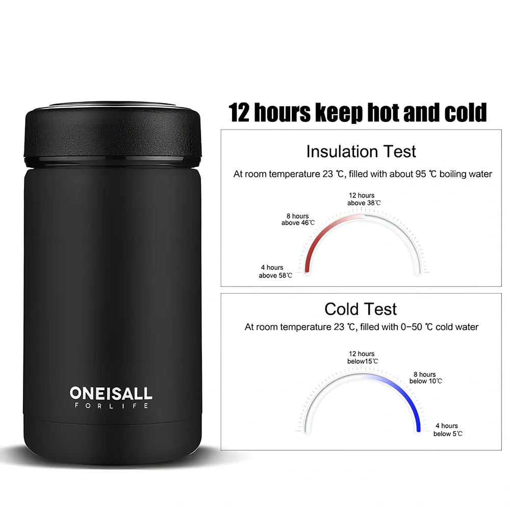 ONE IS ALL 400ml stainless steel insulated cup with 7.5cm diameter, black colour option