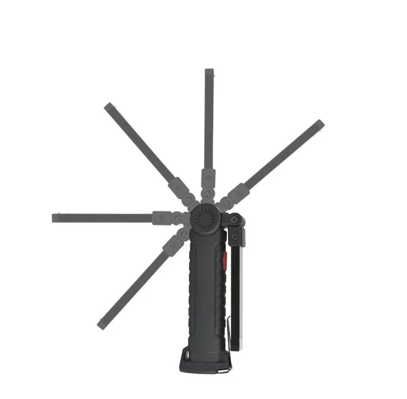 Powerful COB LED Tactical Flashlight with carbon-fiber-infused body, magnetic base, and multiple lighting modes