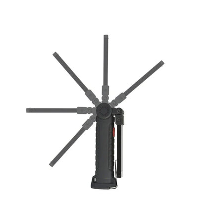 Powerful COB LED Tactical Flashlight with carbon-fiber-infused body, magnetic base, and multiple lighting modes