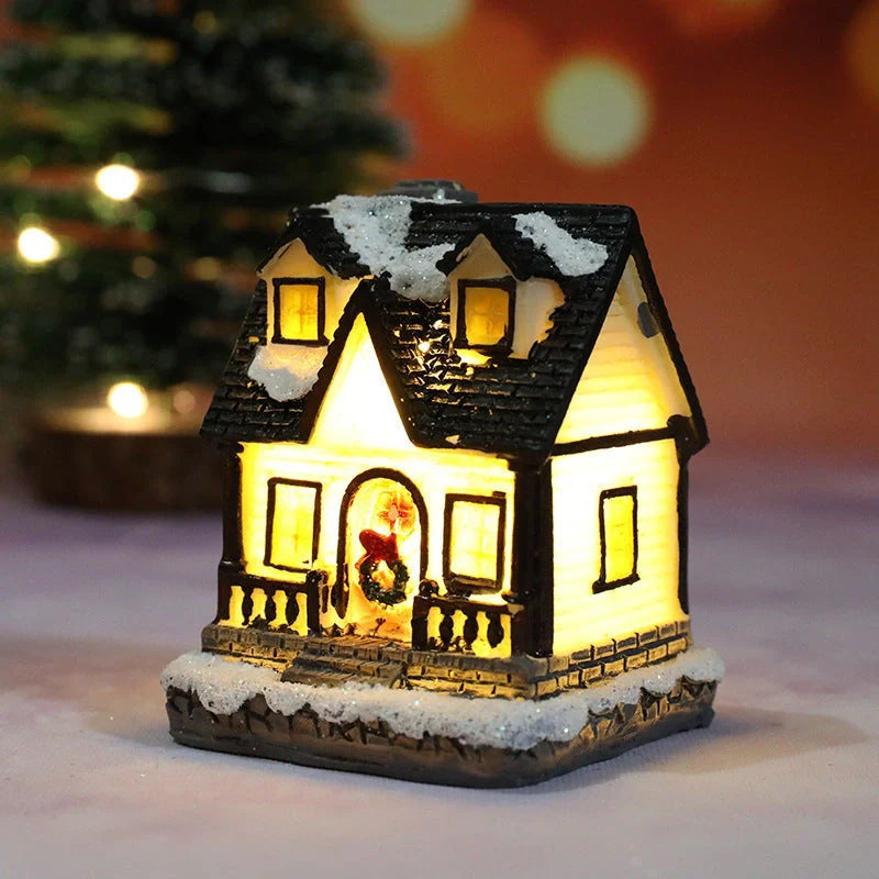 Christmas Micro Landscape Resin House Ornament with detailed festive design