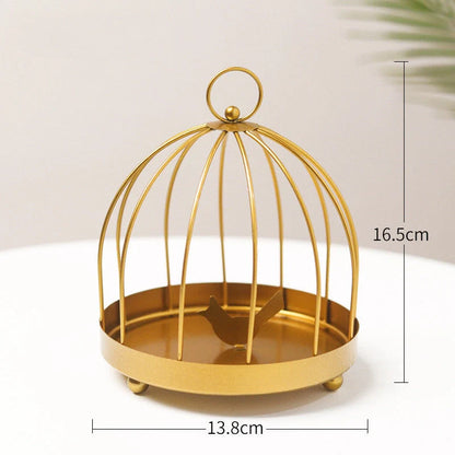 Nordic iron mosquito coil holder with birdcage design in black and gold
