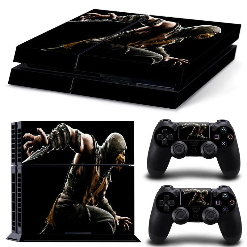 PS4 game console screen protector film with imported PVC air duct material for anti-scratch and high-definition screen protection with multiple design styles including black colour options.