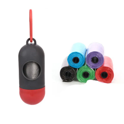 Multi-colour dog waste cleanup bags showing black, blue, green, pink, and red variants in 22.5x30cm size