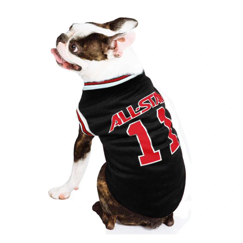 Stylish cotton dog vest for spring and summer in black and red colors