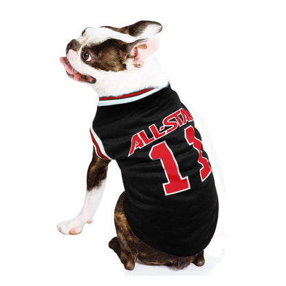 Stylish cotton dog vest for spring and summer in black and red colors