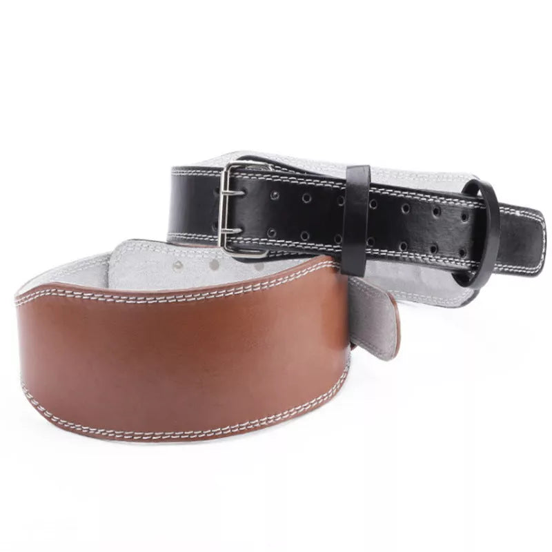 PU fitness belt in brown and black, adjustable sizes S, M, L for men and women