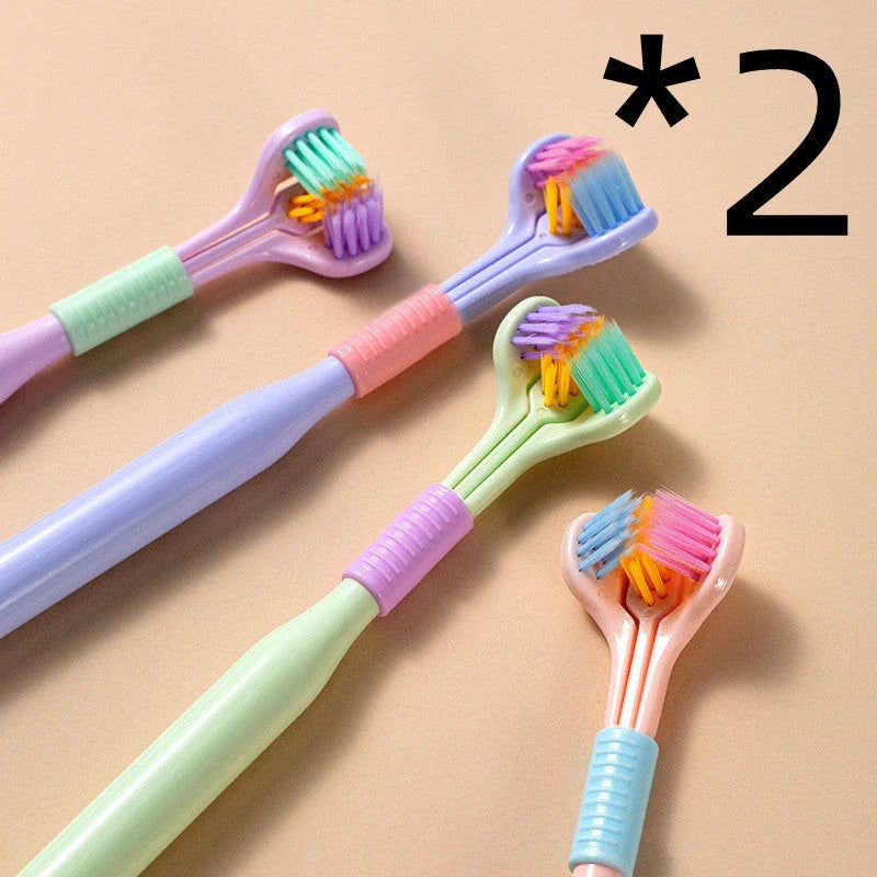 Soft Bristle Tri-Angle Toothbrush with customizable features for deep cleaning and travel convenience
