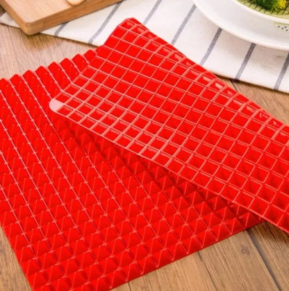 Non-Stick Silicone Pyramid Cooking Mat with grid for even cooking