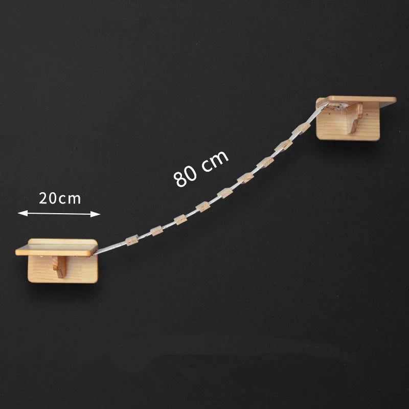 Solid wood wall-mounted cat jumping platform for pet climbing and lounging