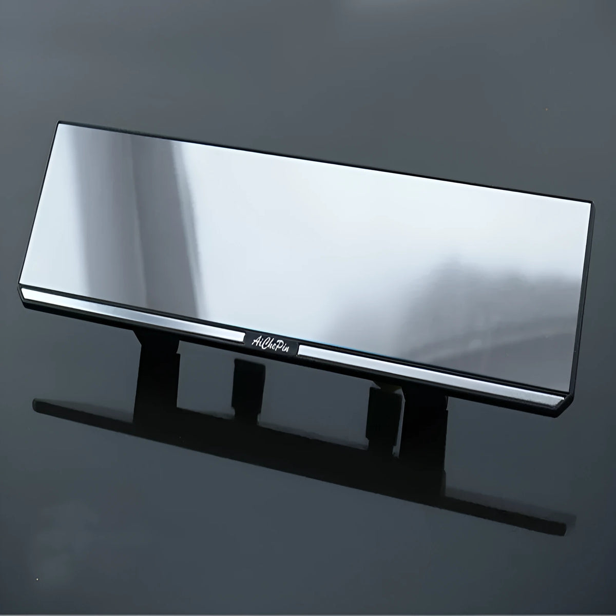 White car interior rearview mirror with high definition glass lens and ABS cover, 305 x 80mm