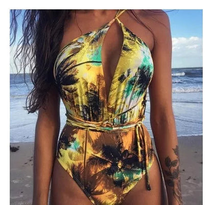 Women's backless monokini swimsuit with adjustable straps in various colors