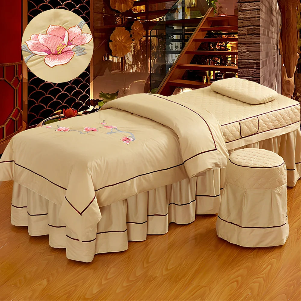 Pure cotton salon bed cover in navy blue colour showing twill weave texture and 180x230cm dimensions