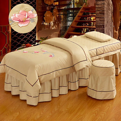 Pure cotton salon bed cover in navy blue colour showing twill weave texture and 180x230cm dimensions