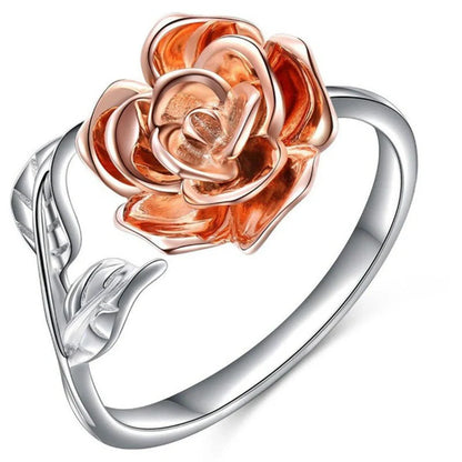 Elegant Rose Adjustable Ring with sparkling zircon stones, perfect for any occasion.