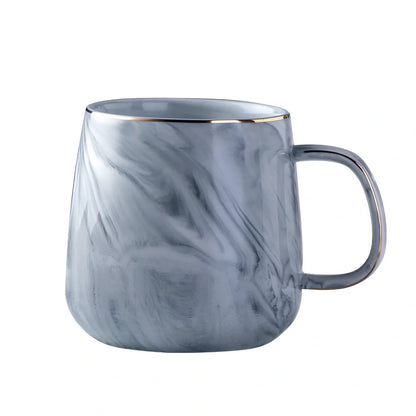 Grey marble pattern ceramic breakfast cereal mug with 350ml capacity and rounded handle