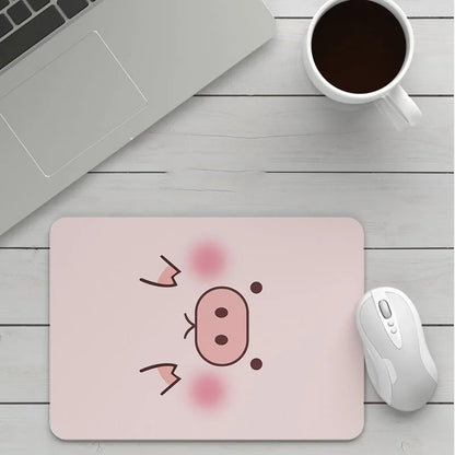 Customisable thick cartoon mouse pad with non-slip base, showing sample patterns like strawberry, cat, and whale designs.