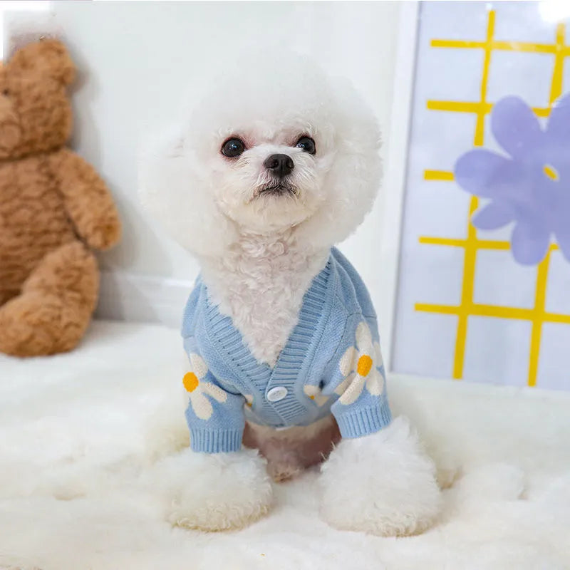 Small Pet Dog Clothing Autumn Winter Jumpers for Puppies Teddy Pomeranian Schnauzer Bichon Cats Soft Polyester Knitwear in Blue Pink Pink Checkerboard Purple Checkerboard with Five Sizes from XS to XL