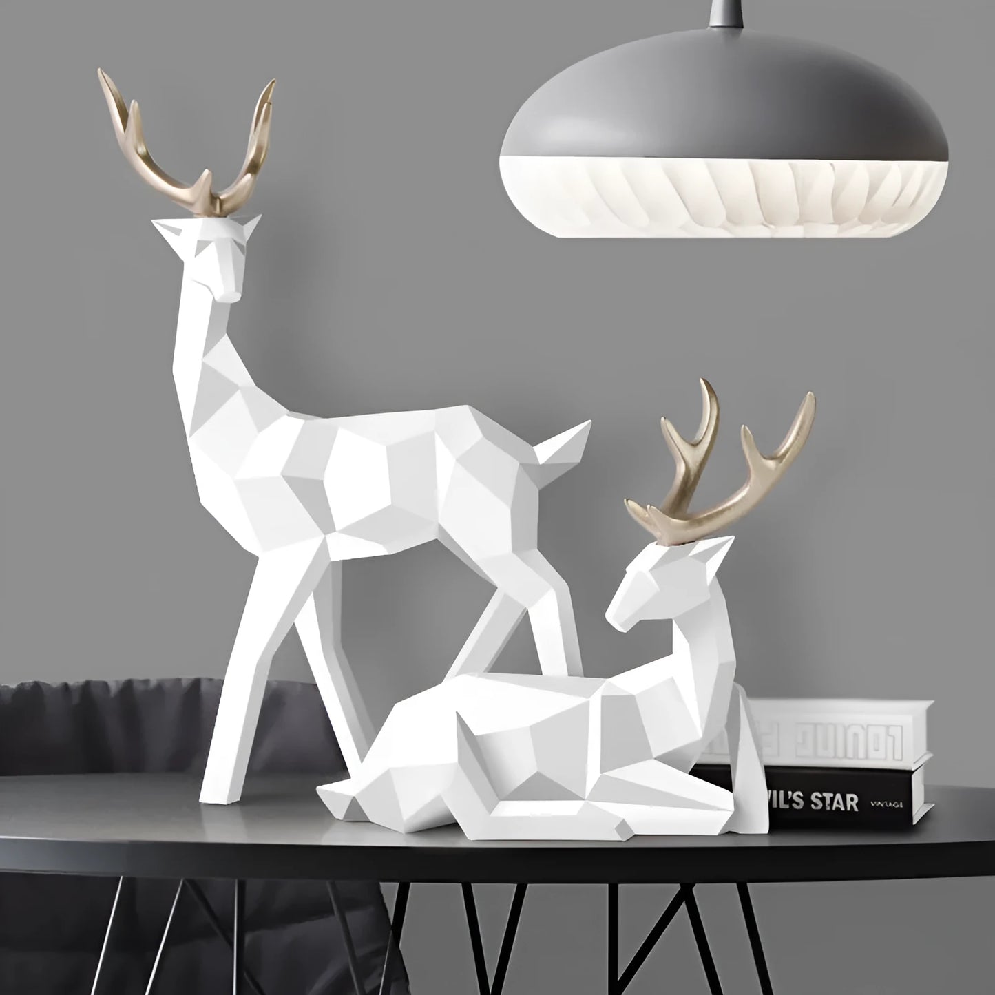Modern resin deer sculpture decoration in simple contemporary style with animal figurine design
