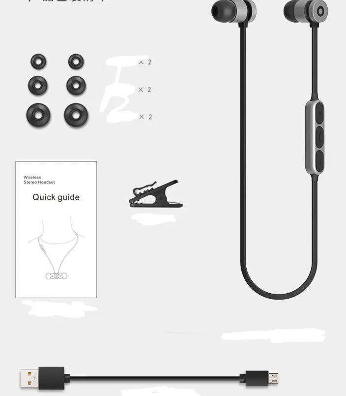 Black metal magnetic sports Bluetooth wireless headset with neck-mounted design and gift packaging
