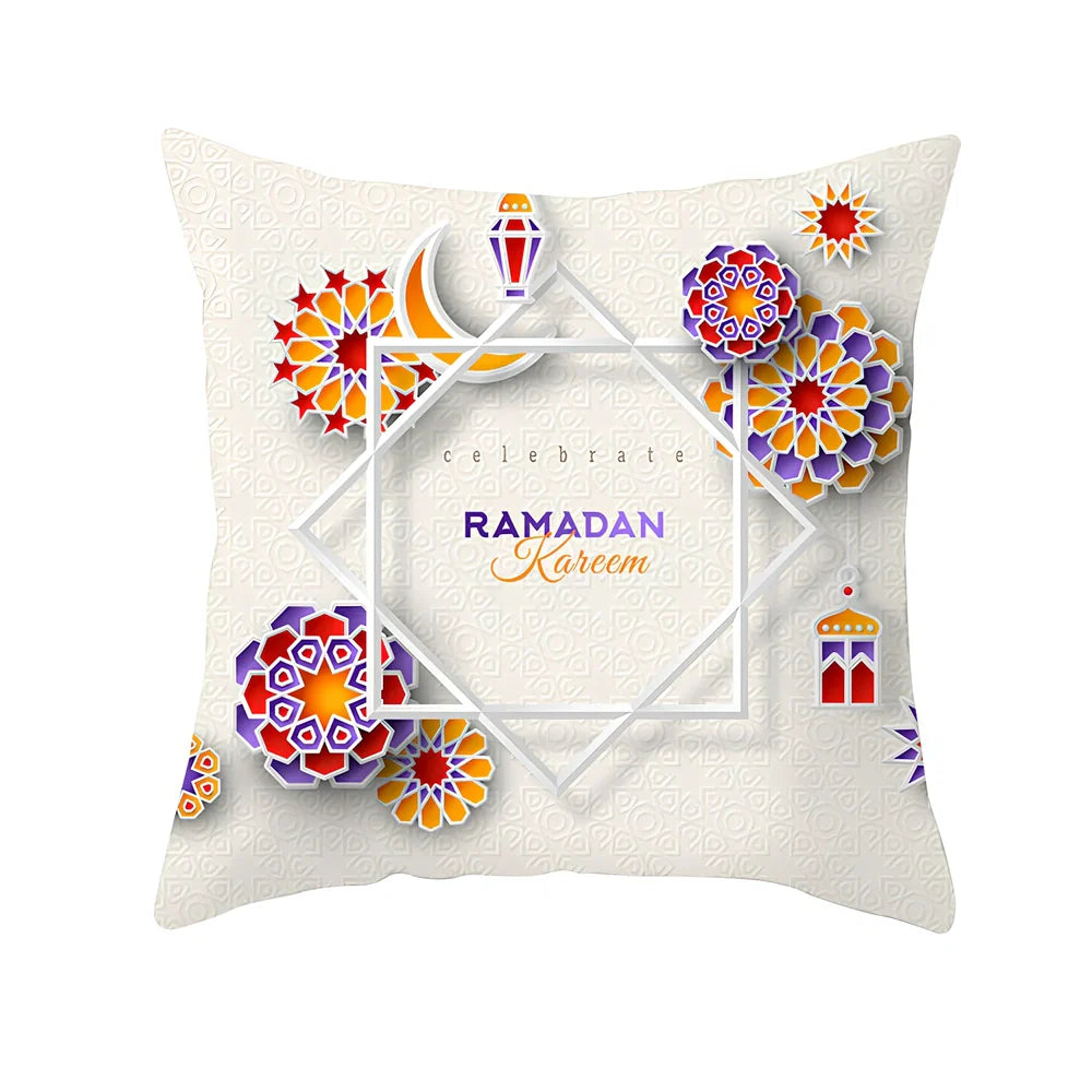 Single-sided digital printed peach skin pillowcase measuring 44cm for Ramadan Eid decor
