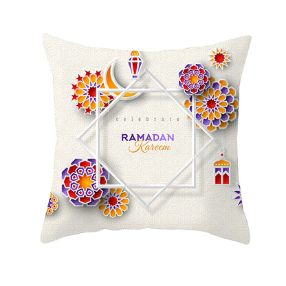 Single-sided digital printed peach skin pillowcase measuring 44cm for Ramadan Eid decor