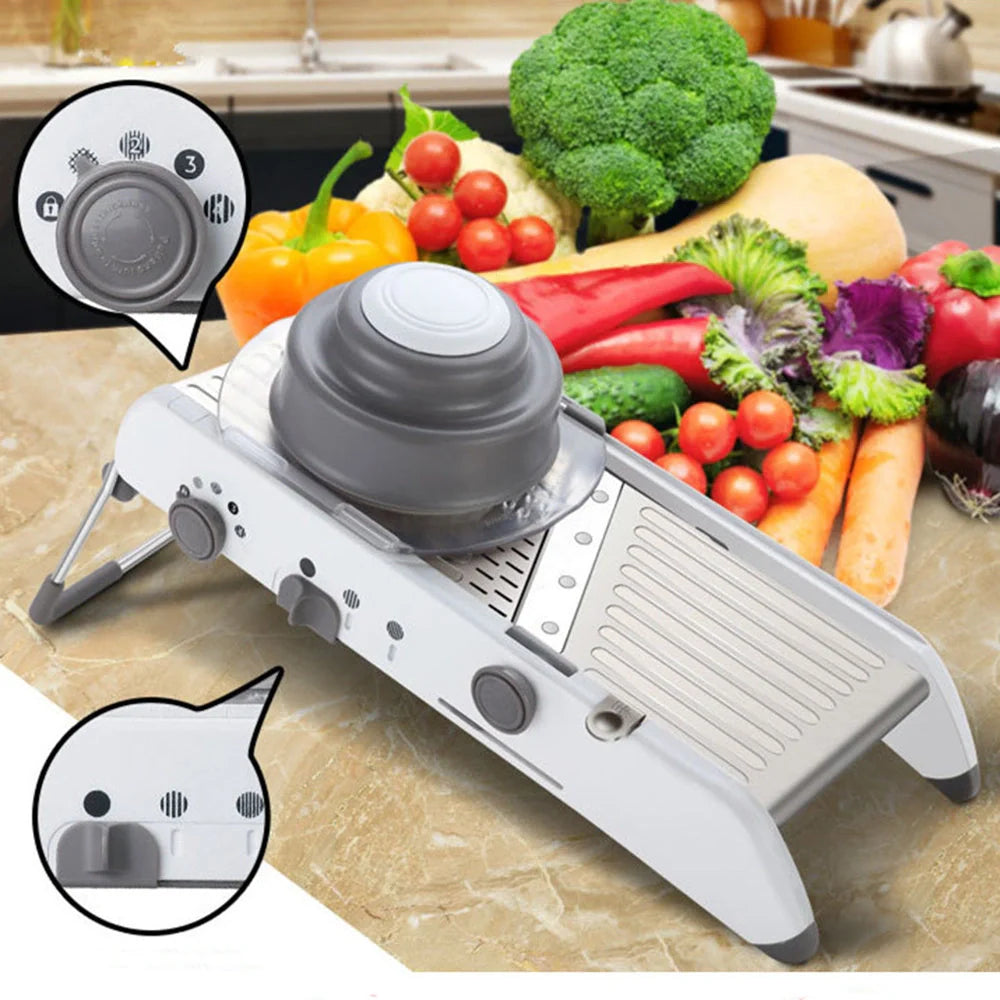 Terka Adjustable Stainless Steel Kitchen Vegetable Slicer with 18 cut options