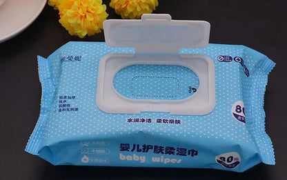 Pack of 80 thick super soft baby wipes with non-woven fabric, unfolded size 13cm by 20cm