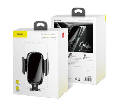 Universal car phone holder with adjustable swivel joint mounted on car windscreen holding smartphone