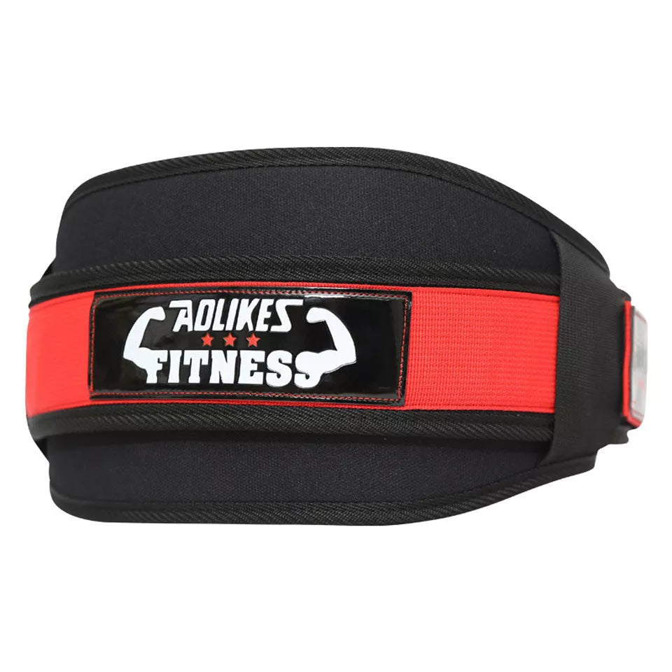 Nylon weightlifting squat belt protector in red, yellow, black for lumbar support during high-intensity training