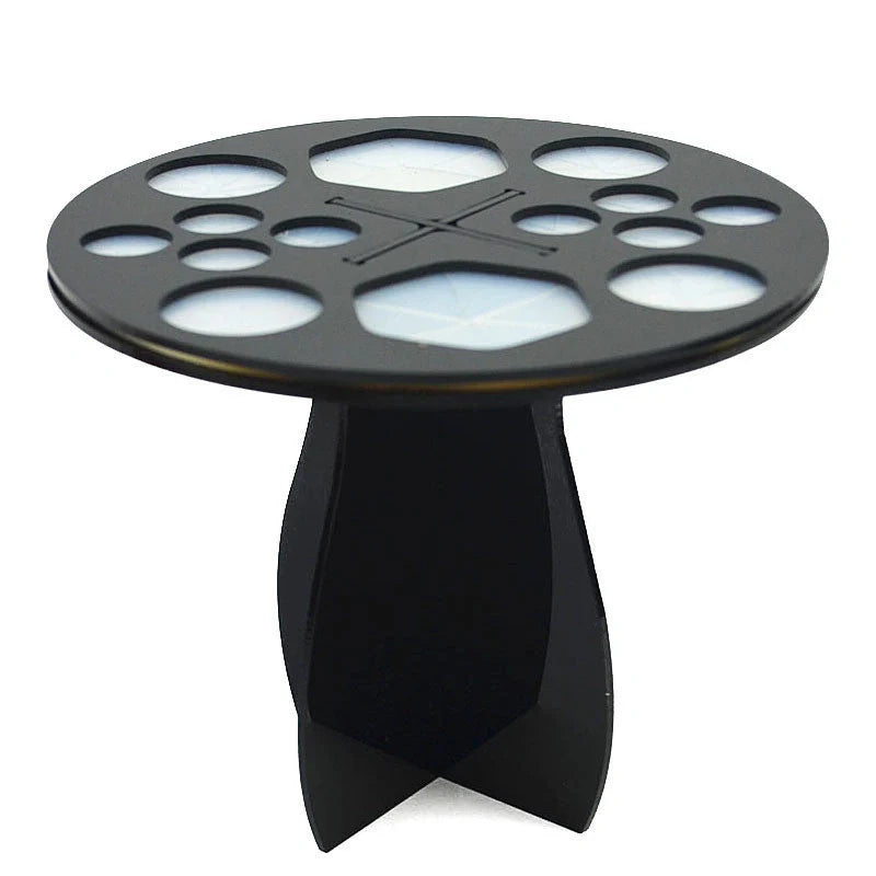 14-hole makeup brush holder in various colors for organized brush storage and drying