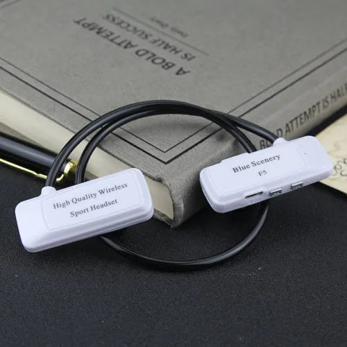 F5 wireless Bluetooth headset with card, ear-hook design, Bluetooth 4.0, 10 metre range, in black gold red or white