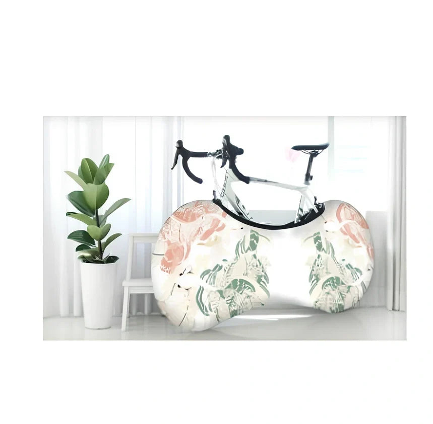 Bicycle protective cover made of 87% polyester and 13% cotton for indoor dust prevention on tyres