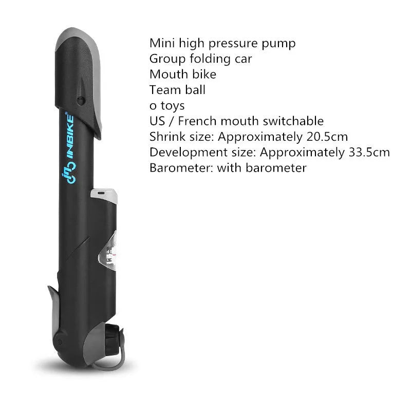 Compact bicycle mini pump with aluminum alloy construction and mounting accessories