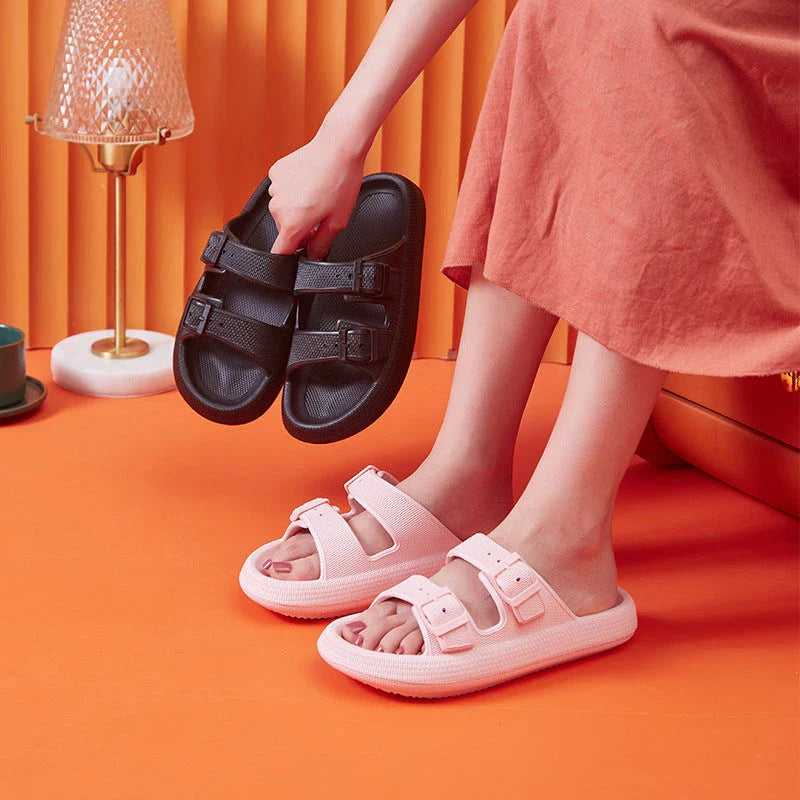 Stylish Buckle Slip-On Platform Sandals for Women