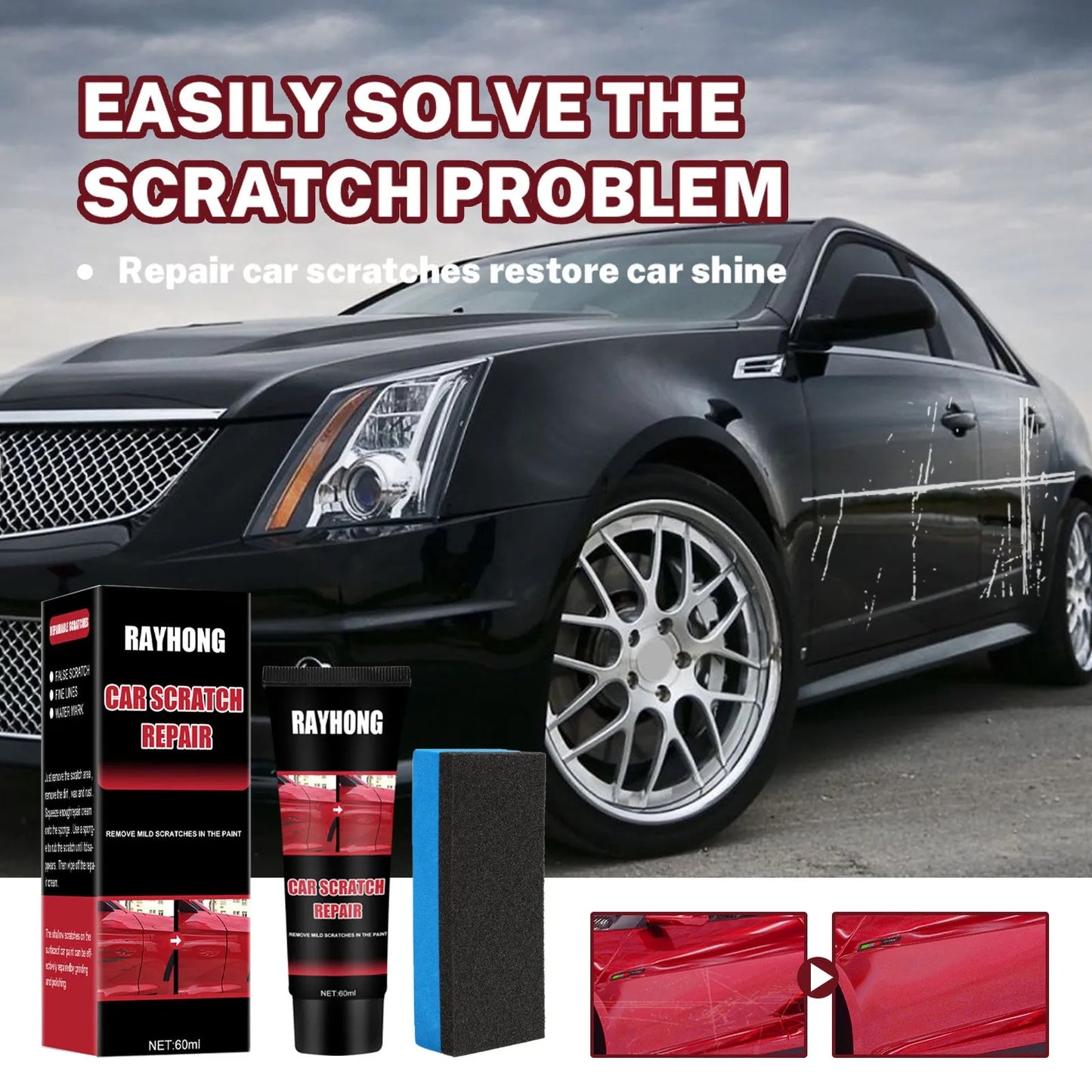 60ml car scratch repair wax set with applicator for automotive paint surface maintenance