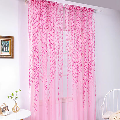 Inverted willow wicker pattern curtain with rod pocket top, polyester fibre construction in green colour option