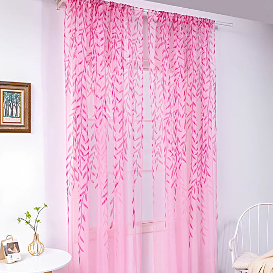 Inverted willow wicker pattern curtain with rod pocket top, polyester fibre construction in green colour option