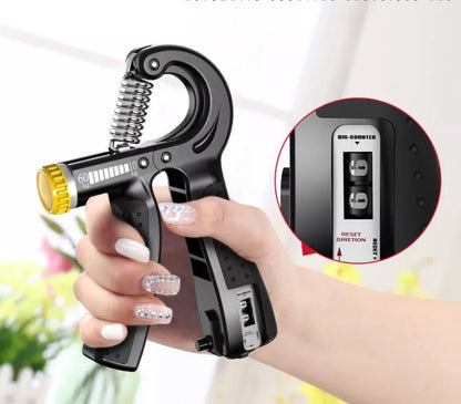 Adjustable counting grip strength device for hand and wrist training with 10-60kg resistance