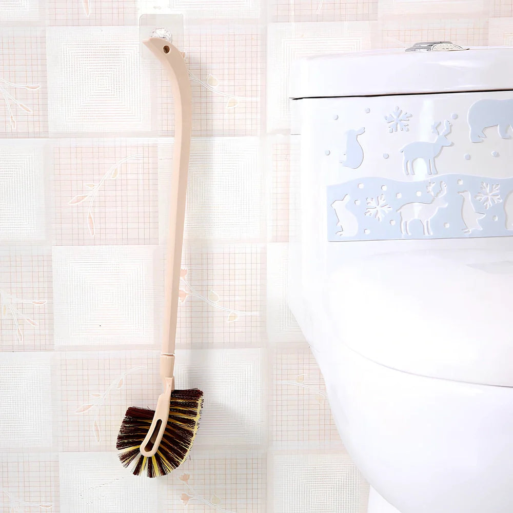 Brown imitation wood long handle toilet brush measuring 60cm with PP construction